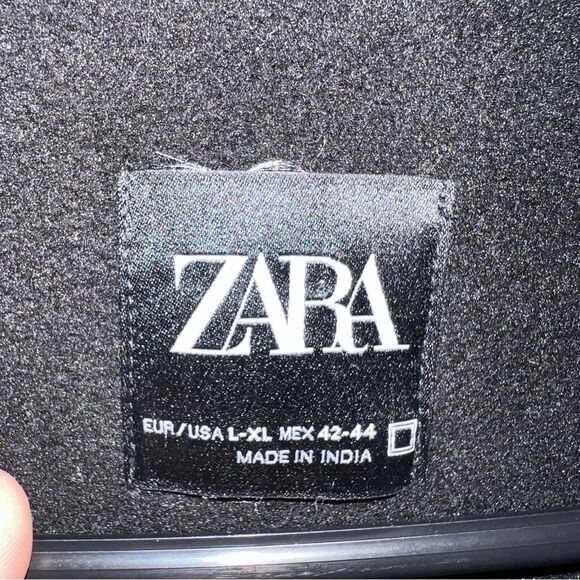 Zara Black Embroidered Faux Shearling Streetwear Utility Overshirt Size L/XL - Picture 13 of 16